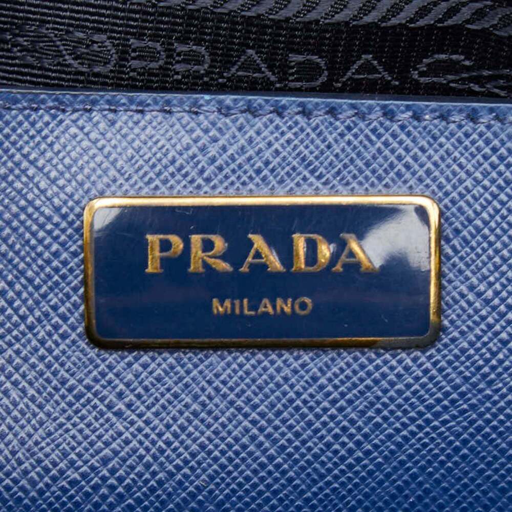 PRADA Blue Leather Saffiano Shoulder Bag - Picture 11 of 13